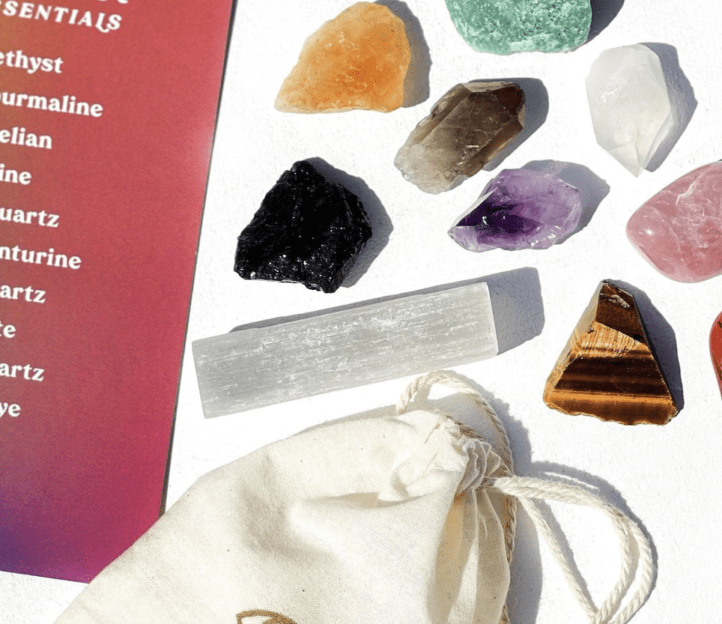 crystal set for studying with multicolored crystals