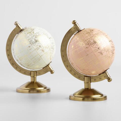 white and pink globes