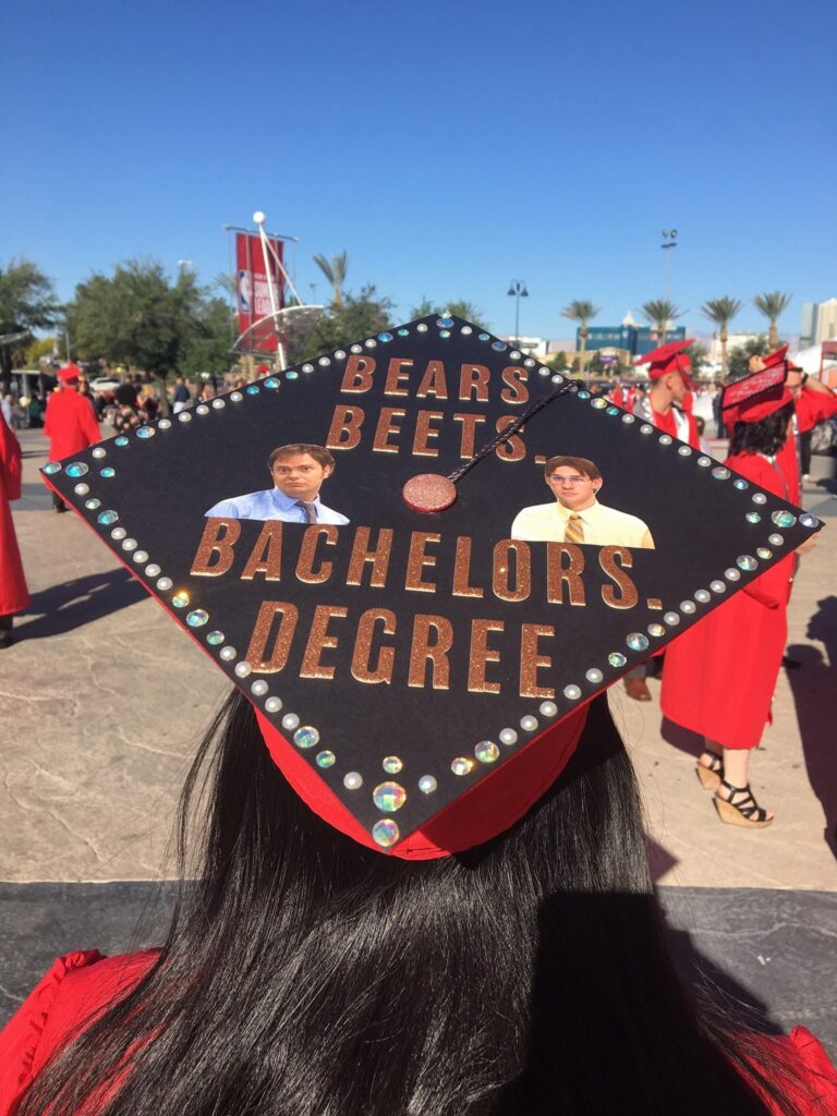 bears beets bachelors degree office graduation cap