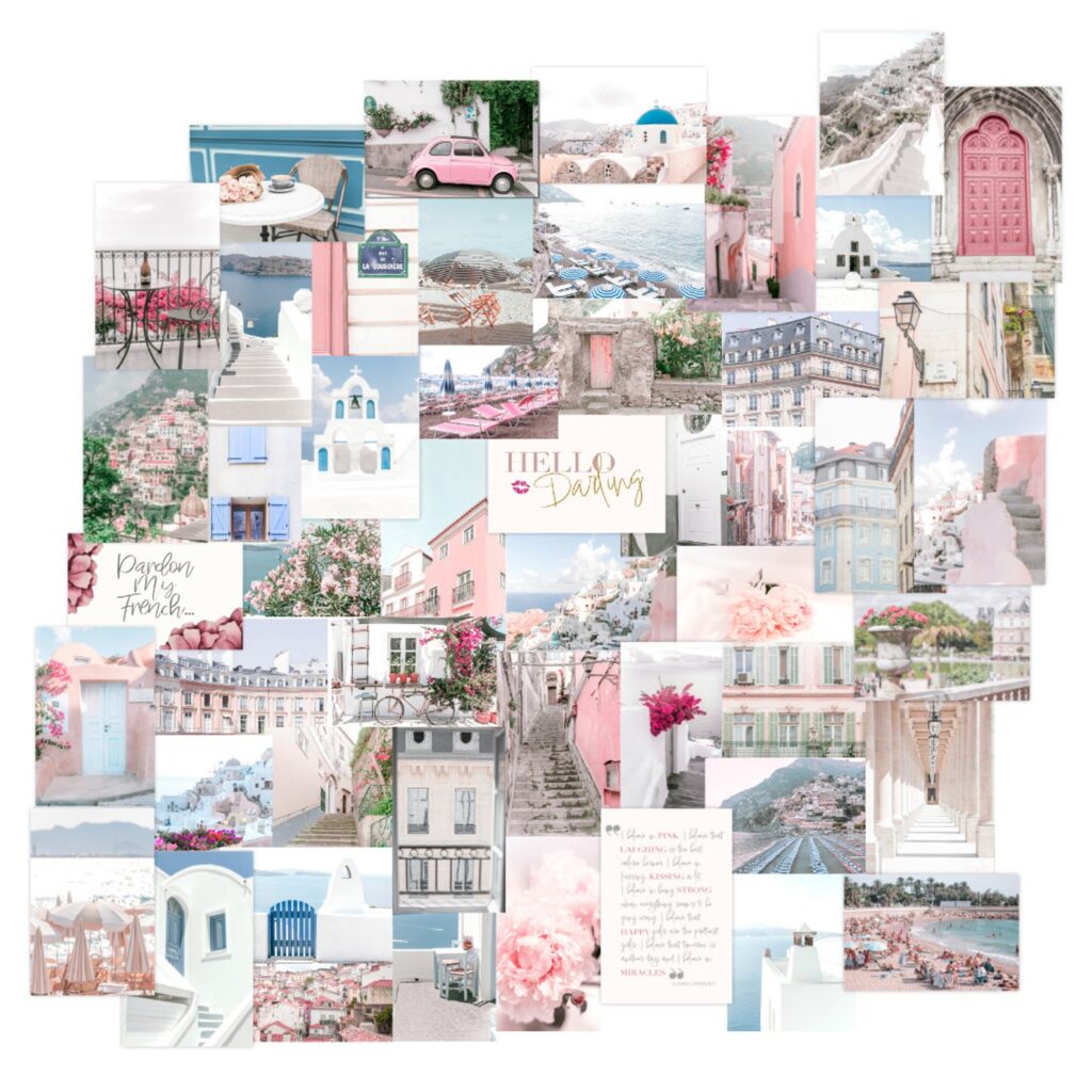 pastel travel collage kit