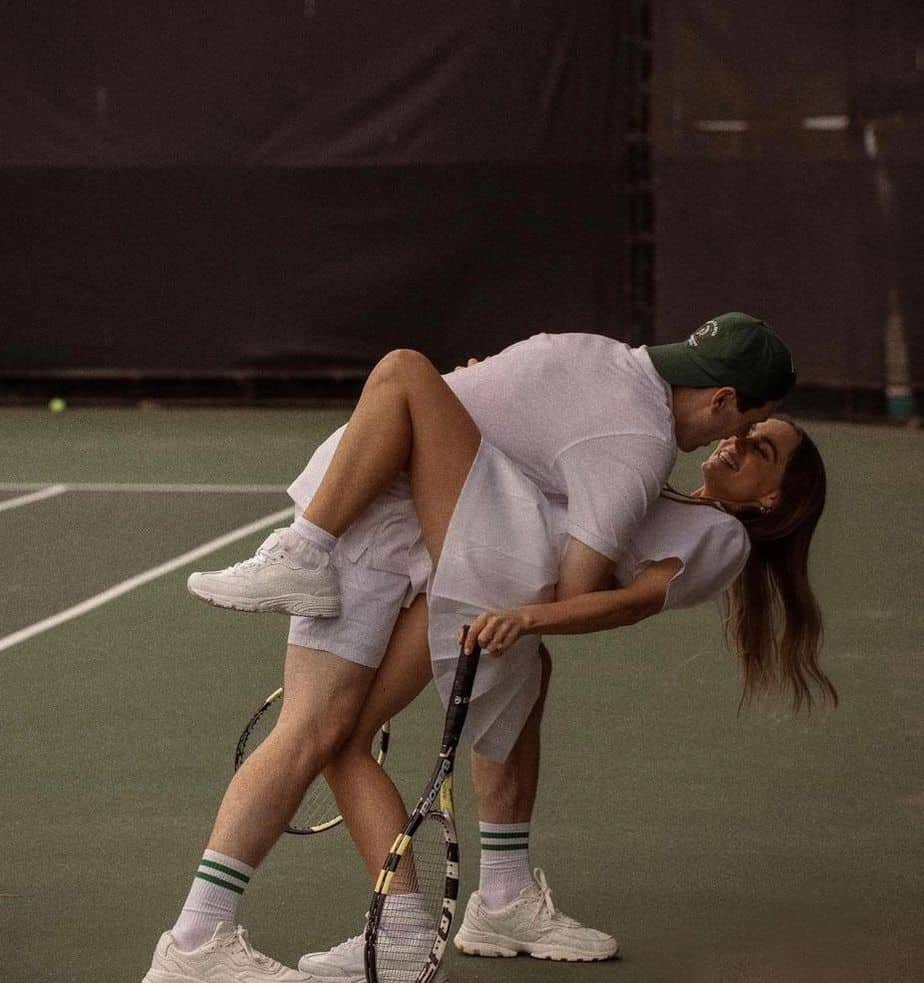 couple on tennis court