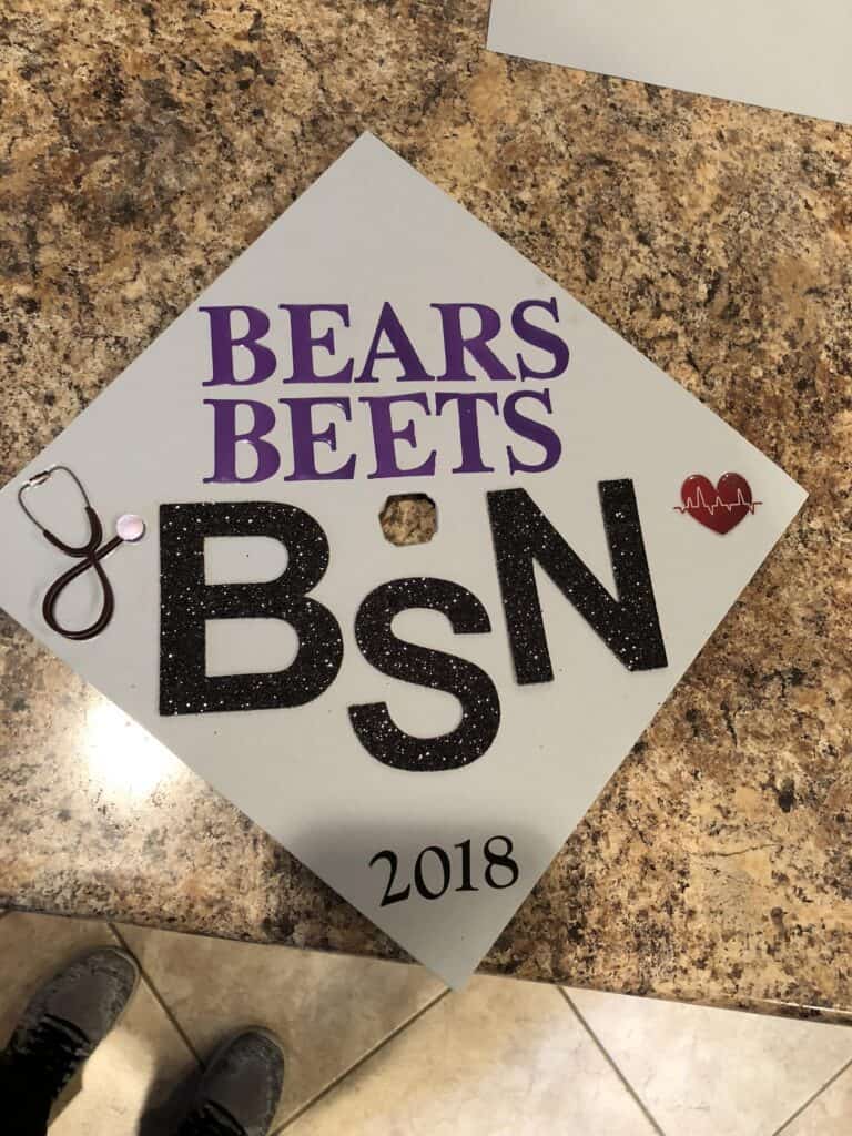 bears beets BSN the office grad cap