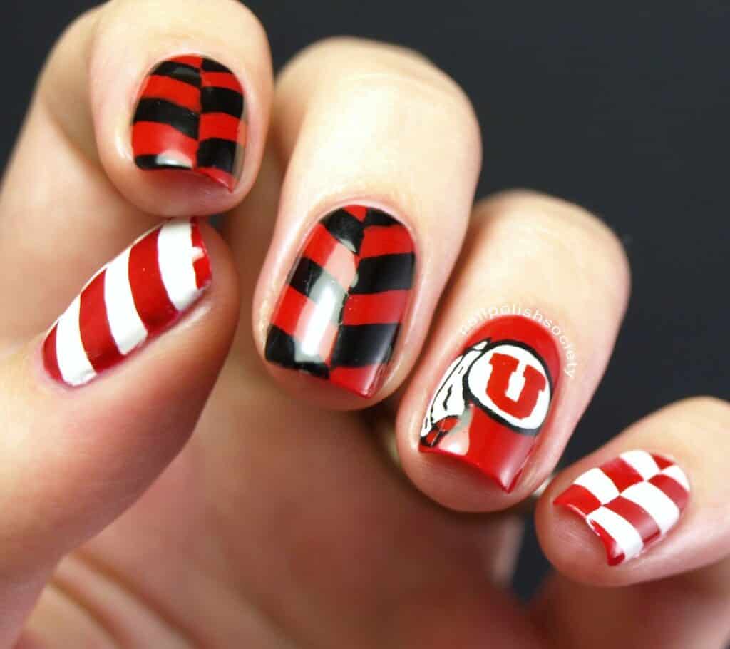 black white and red nails