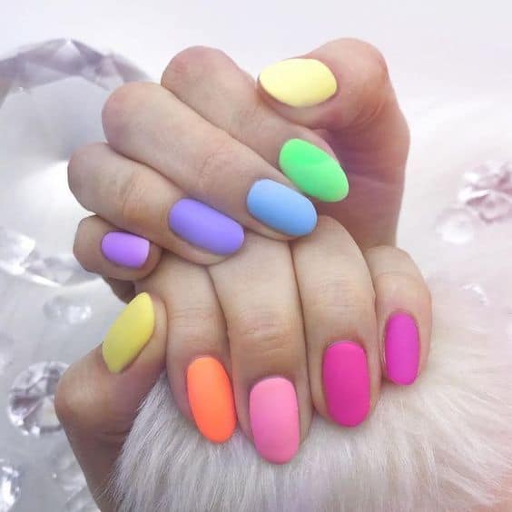 rainbow painted nails