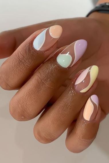 pastel swirled nail polish