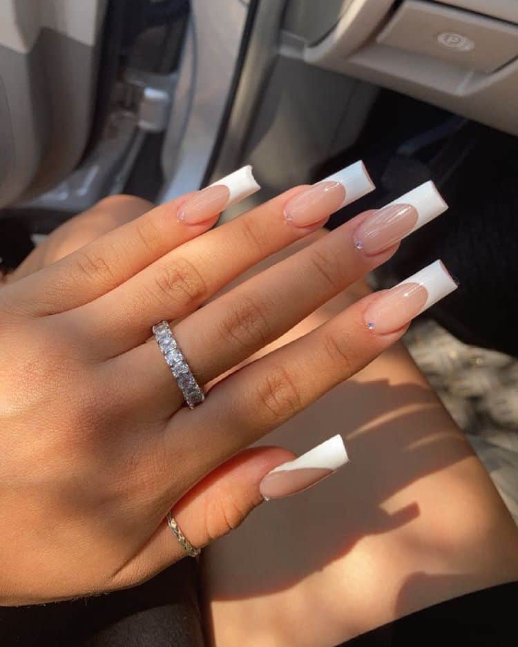 square white french tip nails