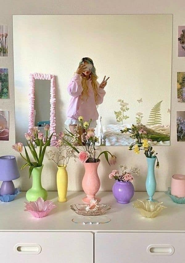 pastel vases dorm decor