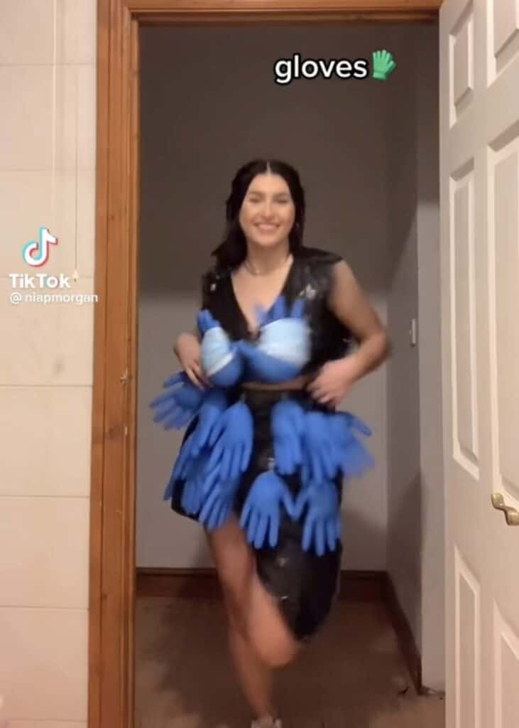 dress made out of gloves for anything but clothes party