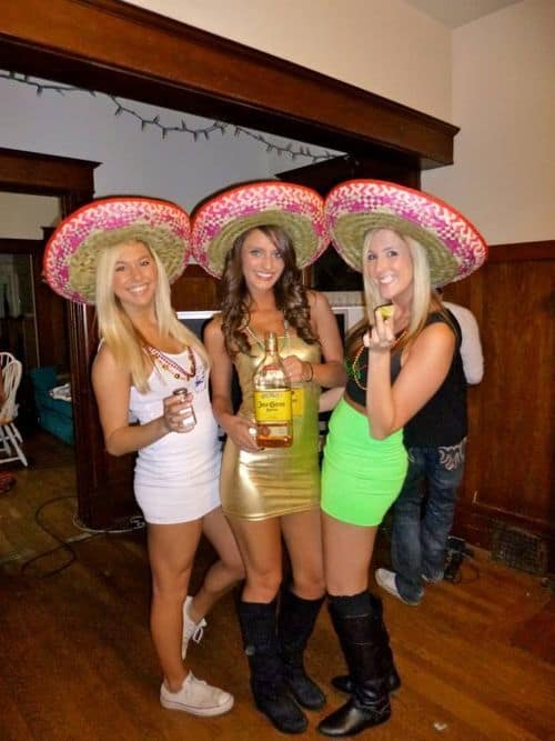 tequila shot trio halloween costume for college girls
