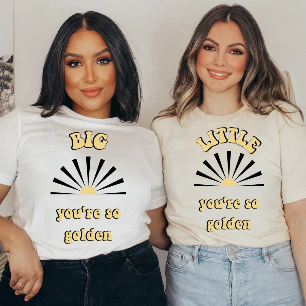 sorority sisters wearing shirts that say you're so golden