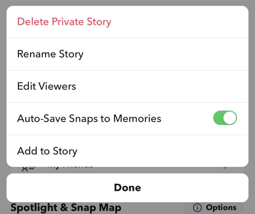 how to rename a private Snapchat story