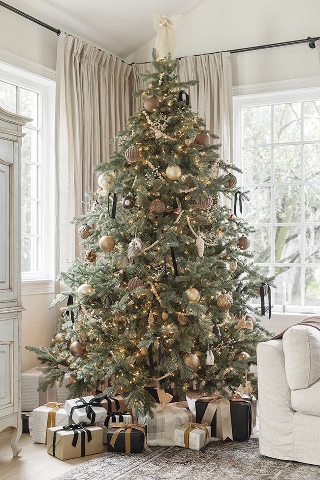 neutral Christmas tree ornaments