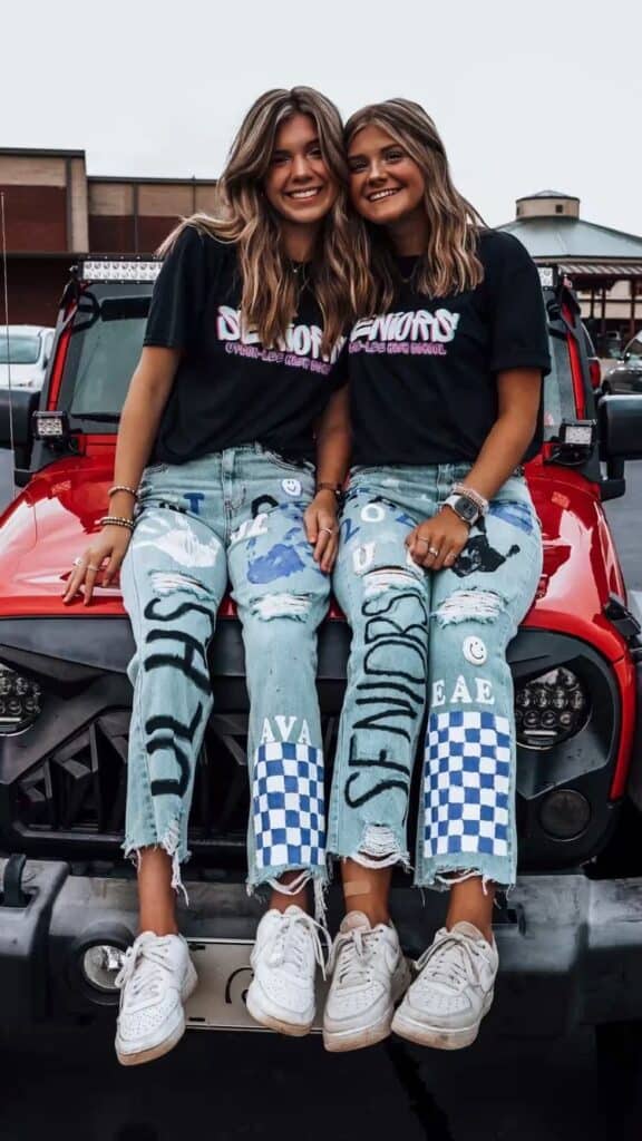 Aggregate More Than 118 Homecoming Pants Ideas Latest In Eteachers   Senior Jeans With Patches 576x1024 