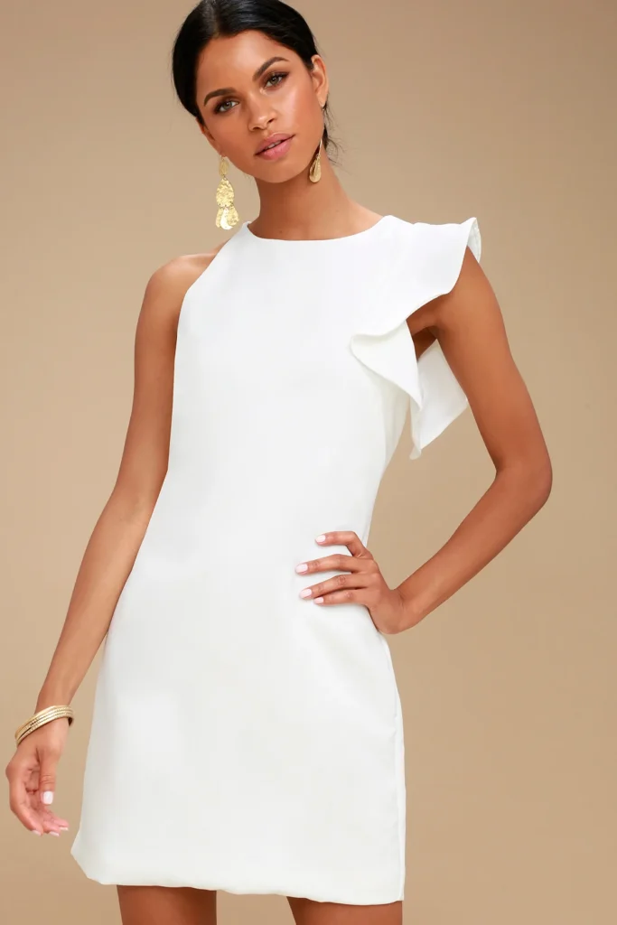 shoulder detail white dress