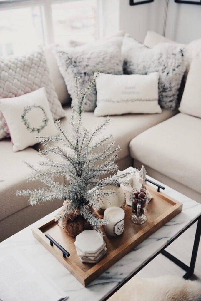 coffee table Christmas decor for a small apartment