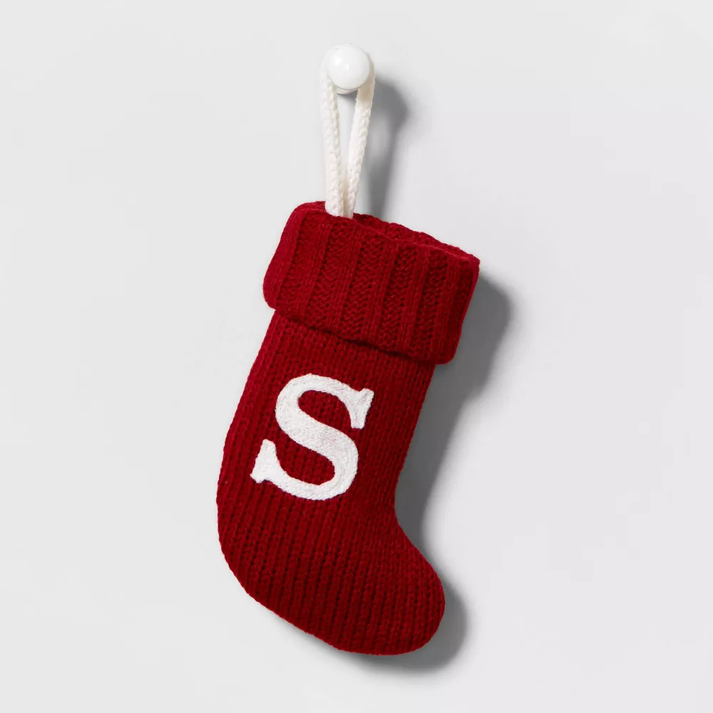 mini monogrammed Christmas stocking