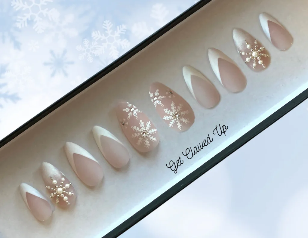 white snowflake nails for Christmas