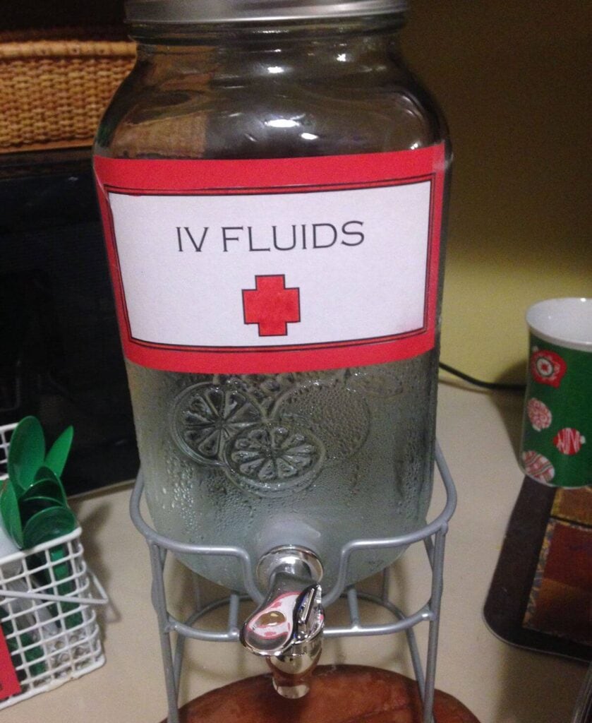 IV fluids graduation party drink dispenser