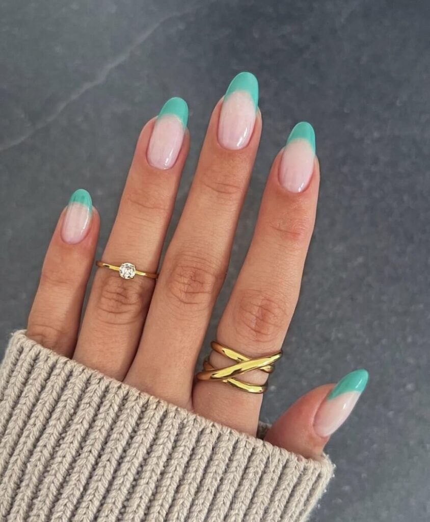 turquoise tip nails