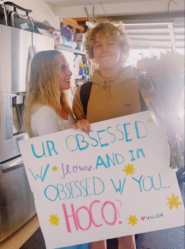 homecoming proposal with flowers