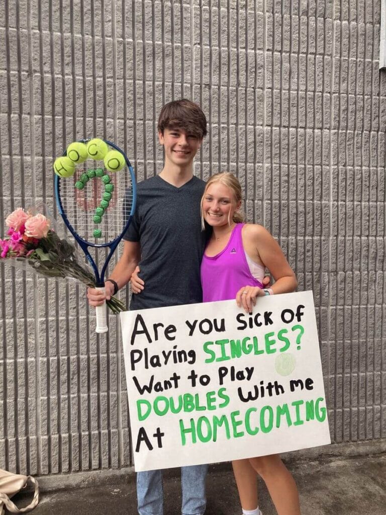 tennis themed homecoming proposal poster