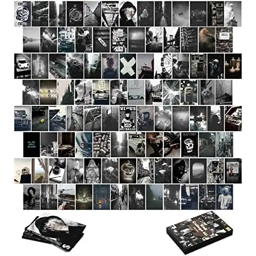 100-Piece Photo Collage Kit, Black and White Aesthetic