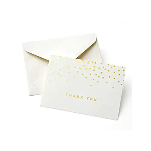 Gold Foil Dots Thank You Cards With Envelopes, Set of 50