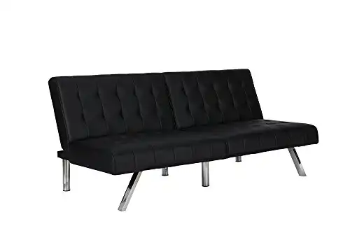 Faux Leather Futon With Chrome Legs