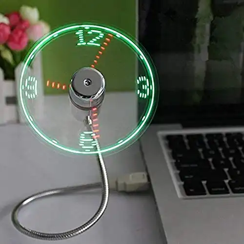 LED USB Clock Fan with Real Time Display