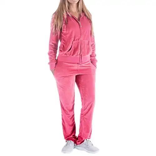 Women’s 2 Piece Velour Tracksuit Set