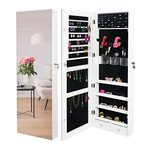 Over The Door Jewelry Cabinet With Full Length Mirror