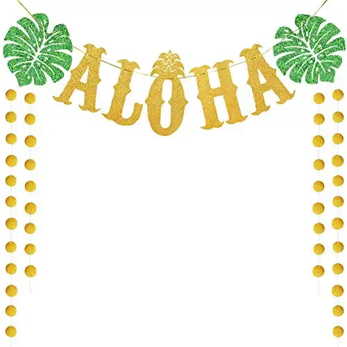 Aloha Party Banner - Gold Glitter