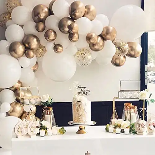 Balloon Garland Arch Kit -116 Pcs White and Gold