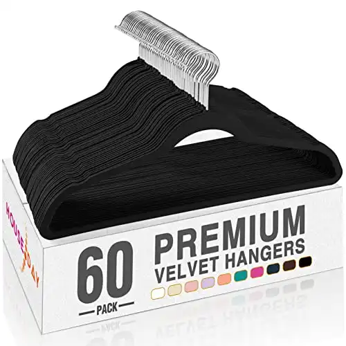 Black Velvet Hangers, 60 Pack