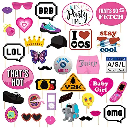 2000s Party Photo Booth Props, 35pcs