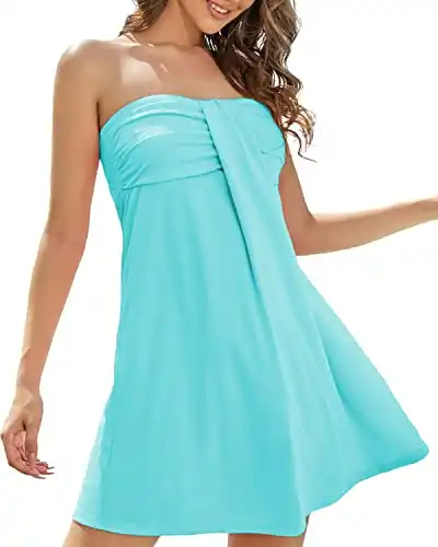 Turquoise Strapless Beach Dress