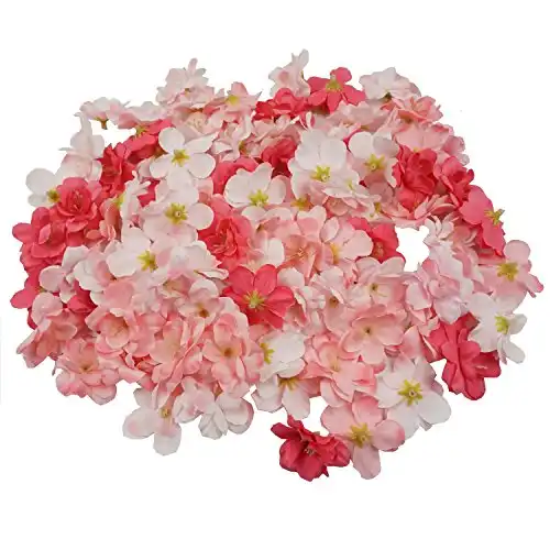 Cherry Blossom Silk Flower Heads, 100pcs