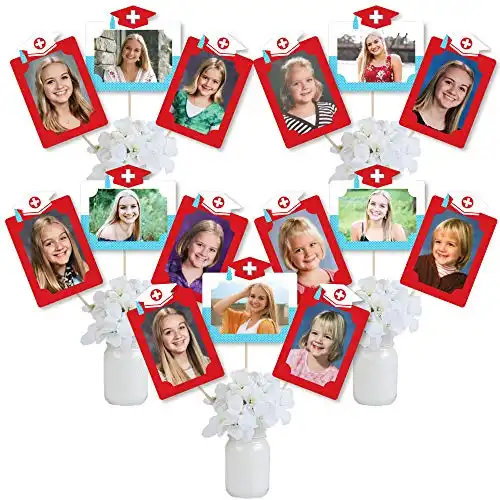 Nursing Grad Party Photo Centerpiece Sticks - 15 Pieces