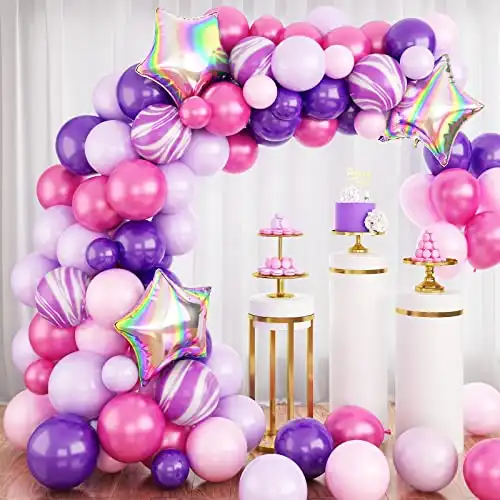 Pink And Purple Balloon Garland Arch Kit, 81pcs