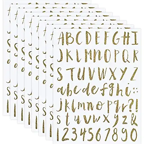 Cursive Letter Vinyl Stickers, 8 Sheets