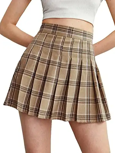 Plaid Pleated A-Line Mini Skirt