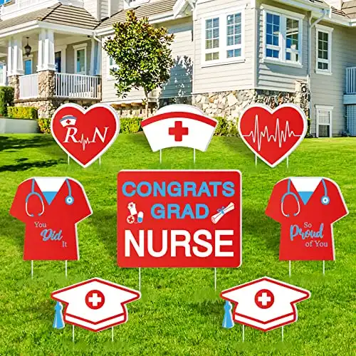 8Pcs Nurse Graduation Yard Signs with Stakes