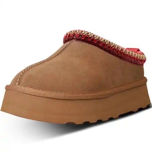 LANSGELING Fleece-Lined Platform Slippers