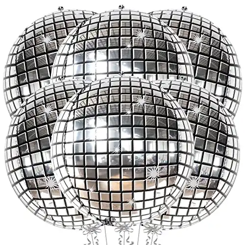 Silver Disco Ball Balloons - Pack of 6