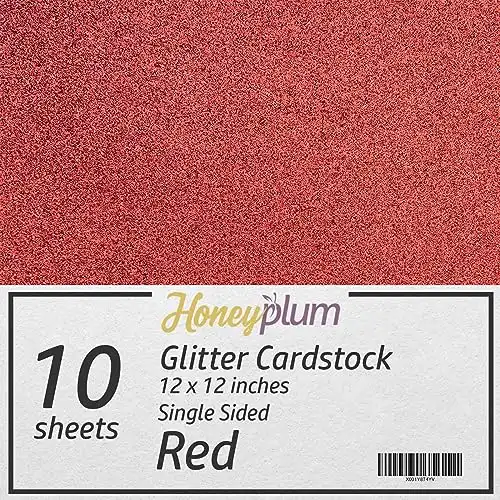 Red Glitter Cardstock - 10 Sheets