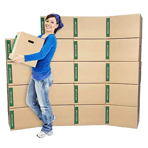 Medium Moving Boxes with Handles, 20 Pack