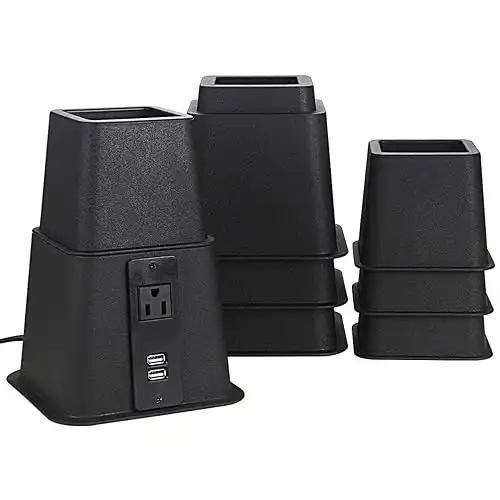 4PCS Bed Risers with Outlet + USB Ports